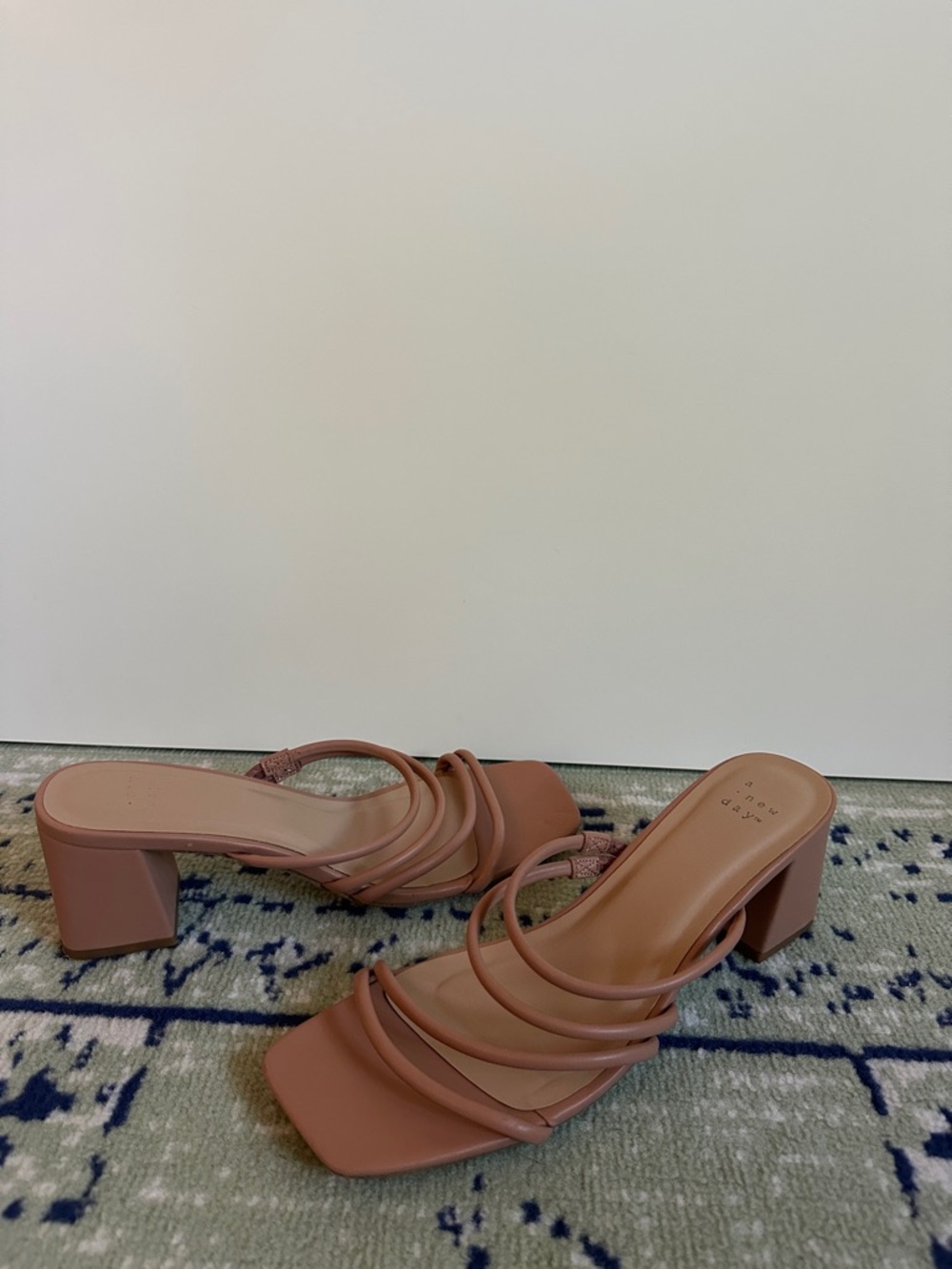 a new day Mauve Pink Multi-Strap Block Heel Mules